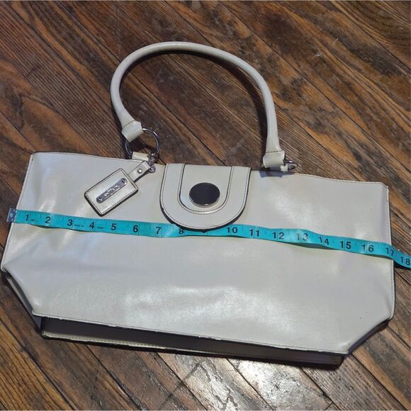 Emilie M. White Faux Leather Tote Bag – Large Shoulder Purse Handbag - Picture 9 of 10